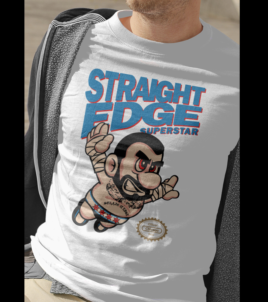 Straight Edge Superstar CM Punk Mario Official Chicago Seal T-Shirt