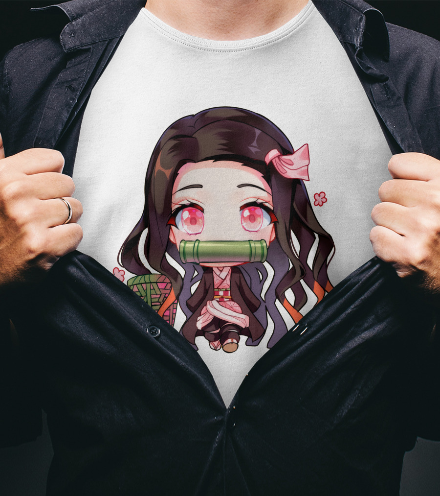 Nezuko Fanart Chibi Style Pink Aesthetic Character T-Shirt