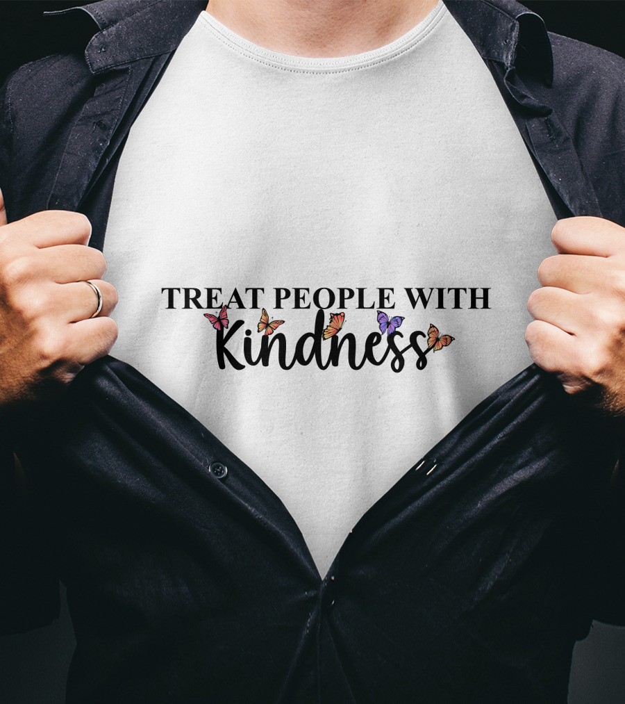 Treat People With Kindness Colorful Butterflies T-Shirt