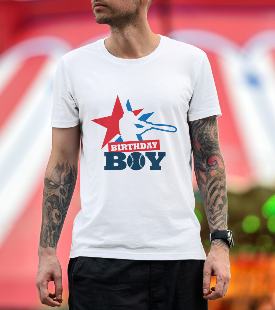 Birthday Boy Baseball Silhouette Star T-Shirt