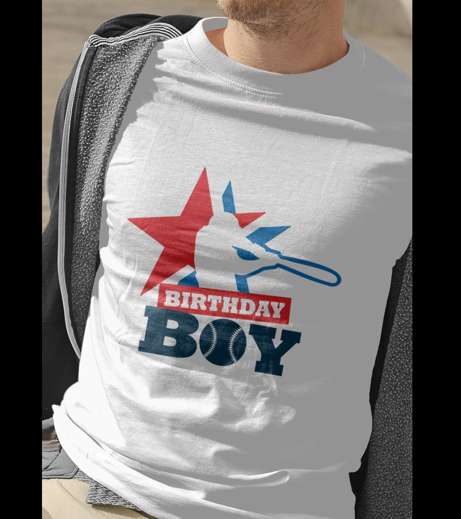 Birthday Boy Baseball Silhouette Star T-Shirt