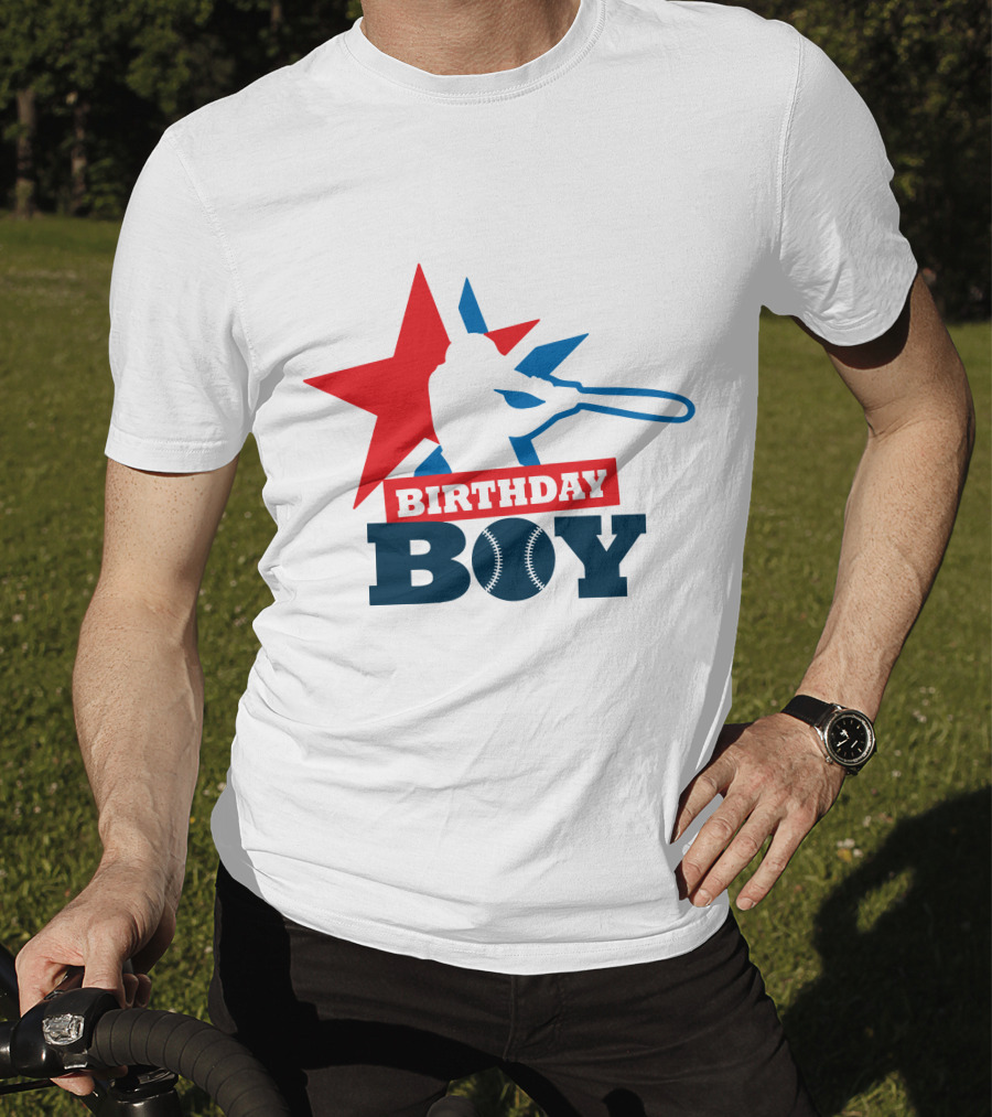 Birthday Boy Baseball Silhouette Star T-Shirt