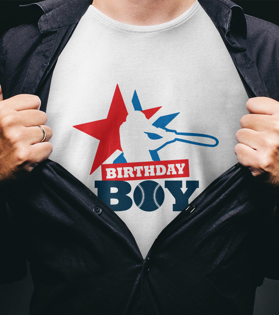 Birthday Boy Baseball Silhouette Star T-Shirt
