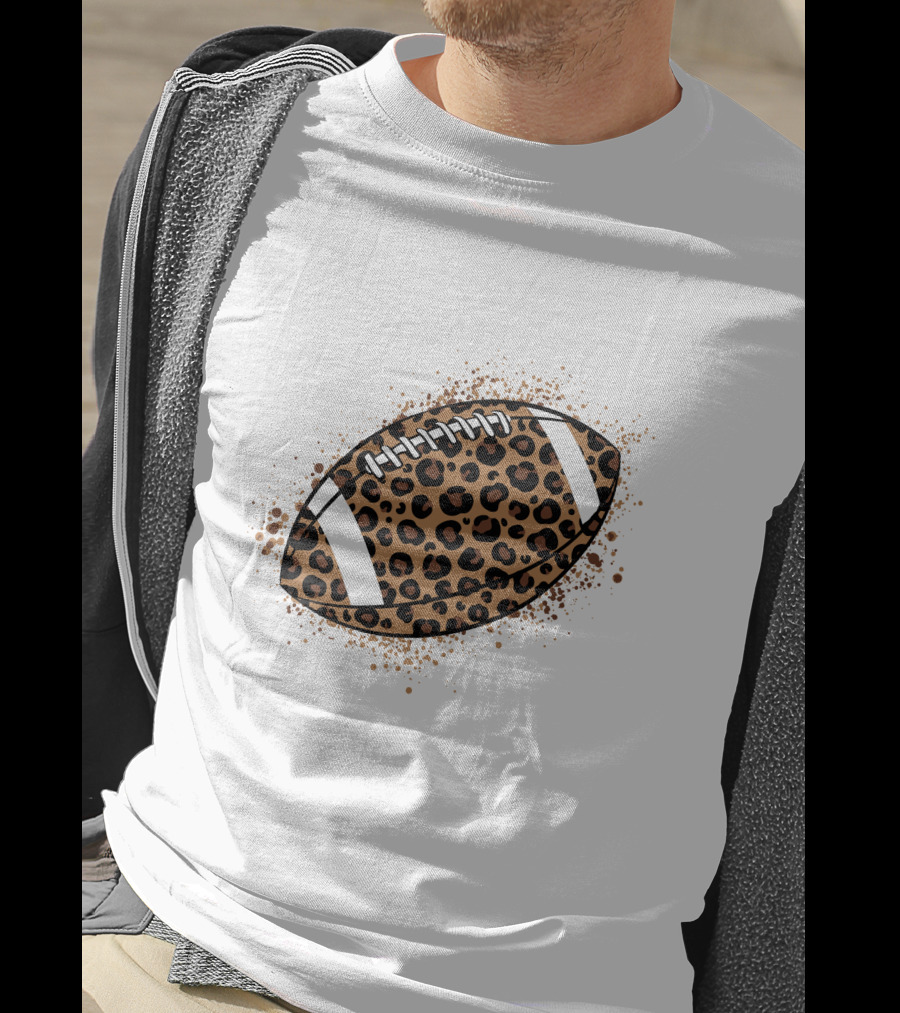Leopard Print American Football Ball T-Shirt