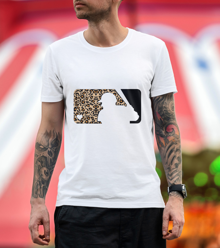 MLB Baseball Leopard Print Batter Silhouette Sublimated T-Shirt