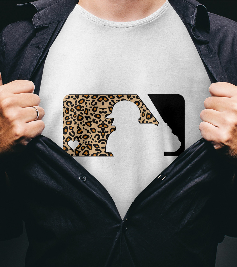 MLB Baseball Leopard Print Batter Silhouette Sublimated T-Shirt
