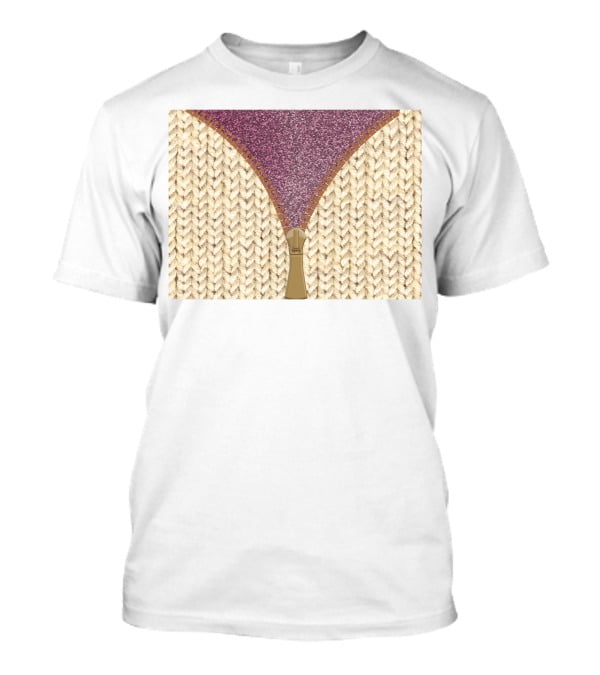 Rose Gold Glitter Knitted Sweater Zipper Tumbler T-Shirt