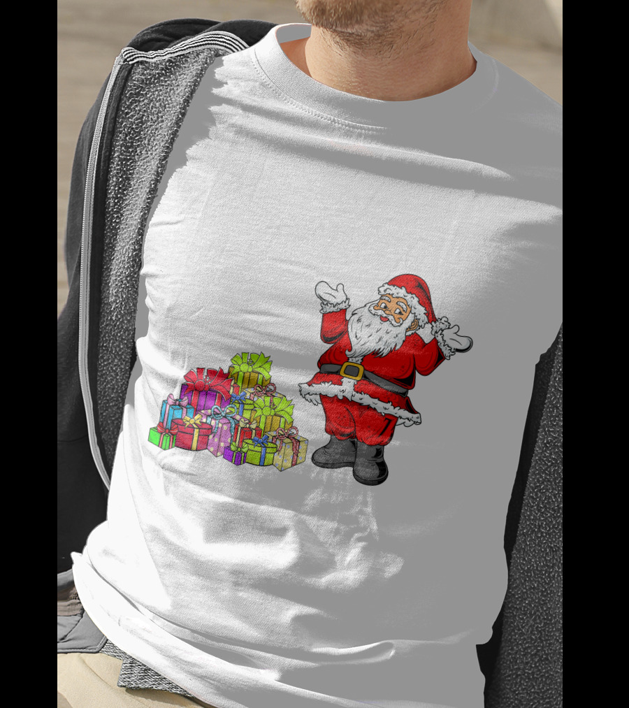 Santa Claus With Colorful Wrapped Gifts T-Shirt