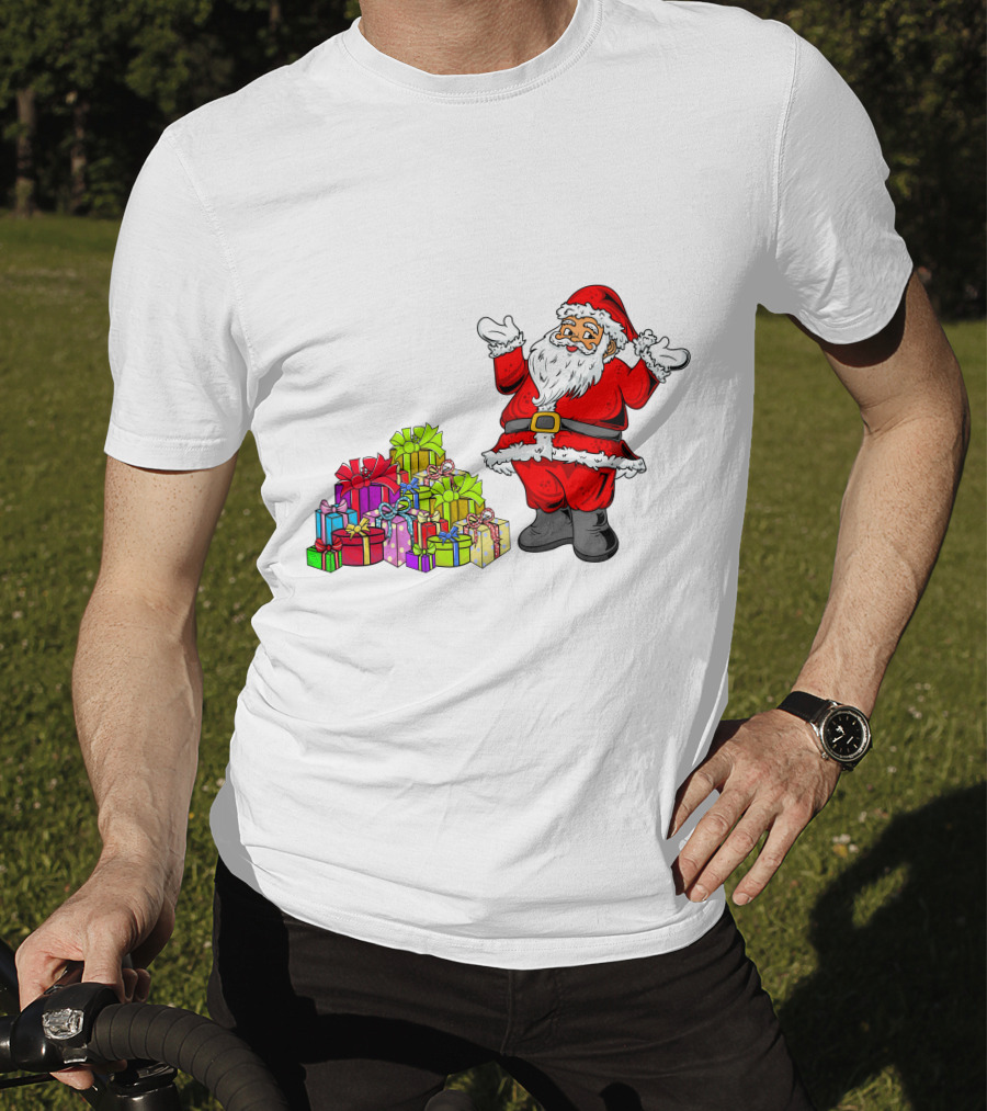 Santa Claus With Colorful Wrapped Gifts T-Shirt