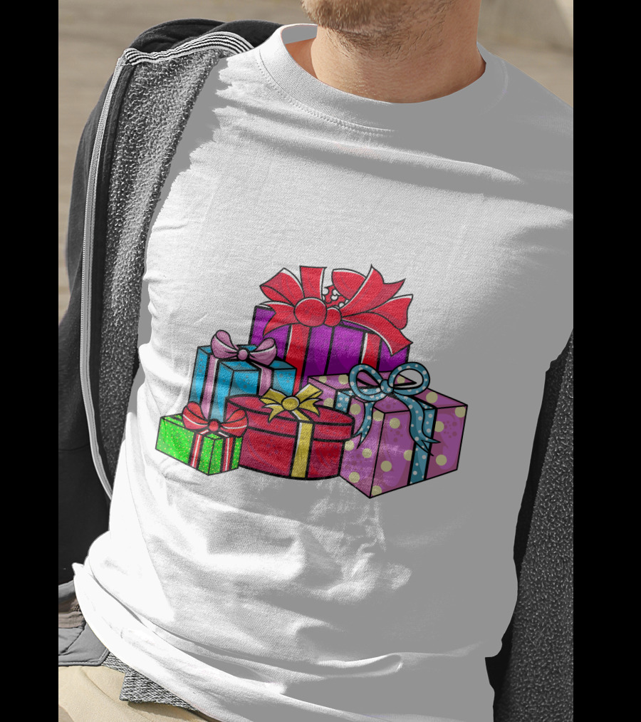 Christmas Presents With Bright Bows And Polka Dots T-Shirt