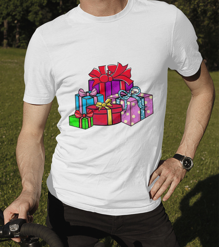Christmas Presents With Bright Bows And Polka Dots T-Shirt