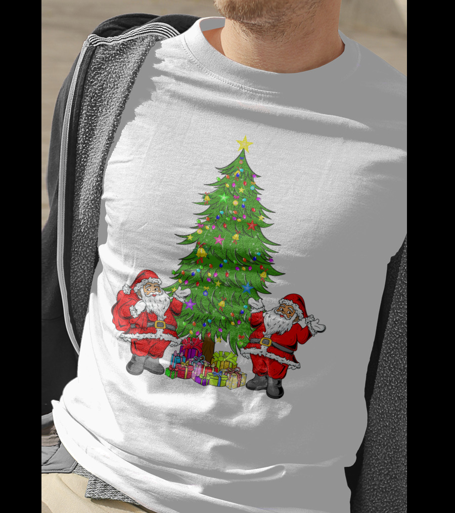 Christmas Tree Santa Claus Presents Holiday Decor T-Shirt
