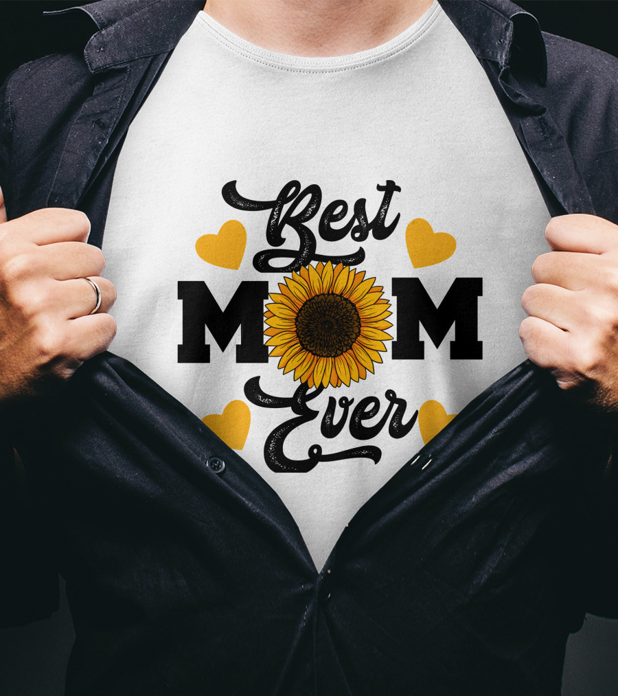 Best Mom Ever Sunflower Hearts T-Shirt