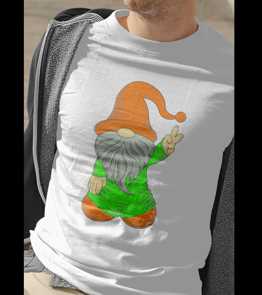 Cute Gnome Say Hi Peace Gesture T-Shirt