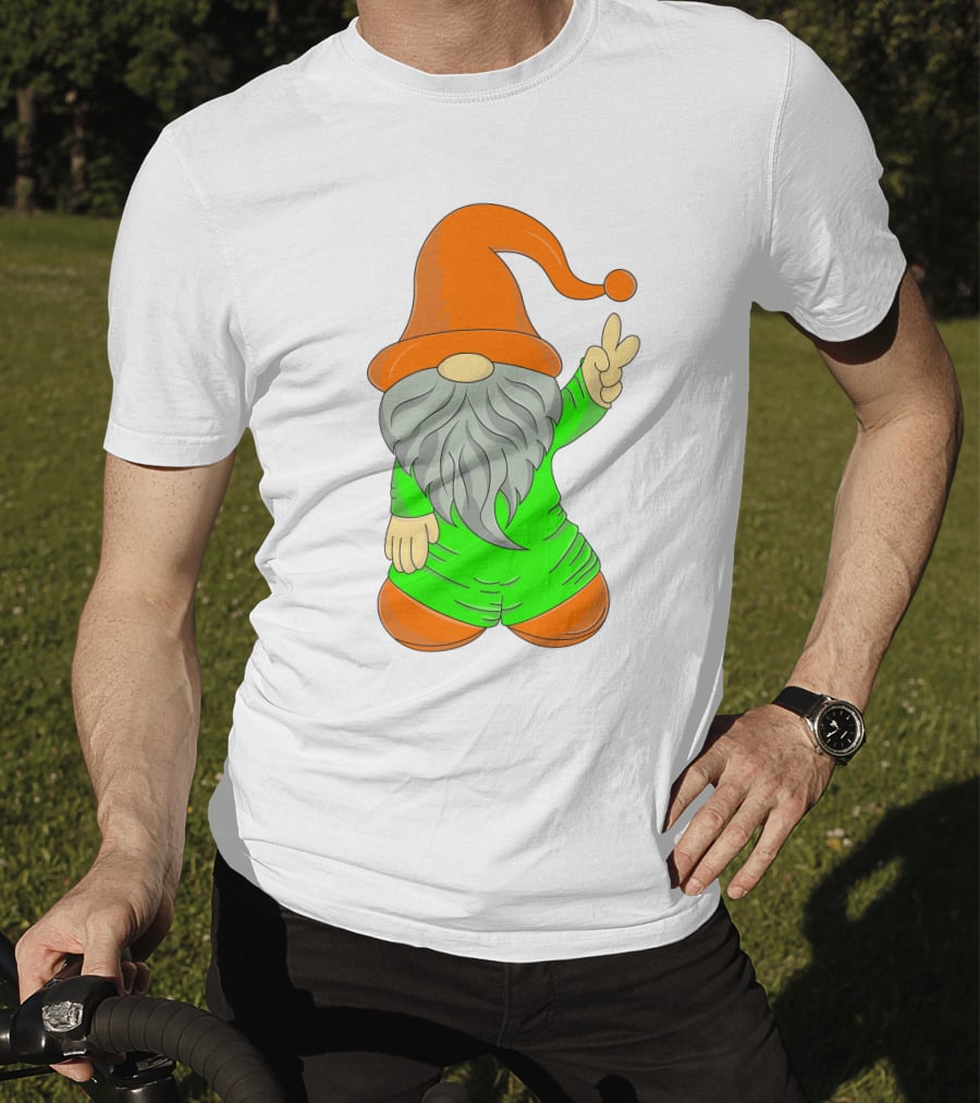 Cute Gnome Say Hi Peace Gesture T-Shirt