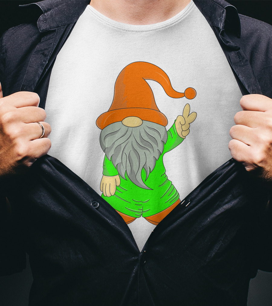Cute Gnome Say Hi Peace Gesture T-Shirt