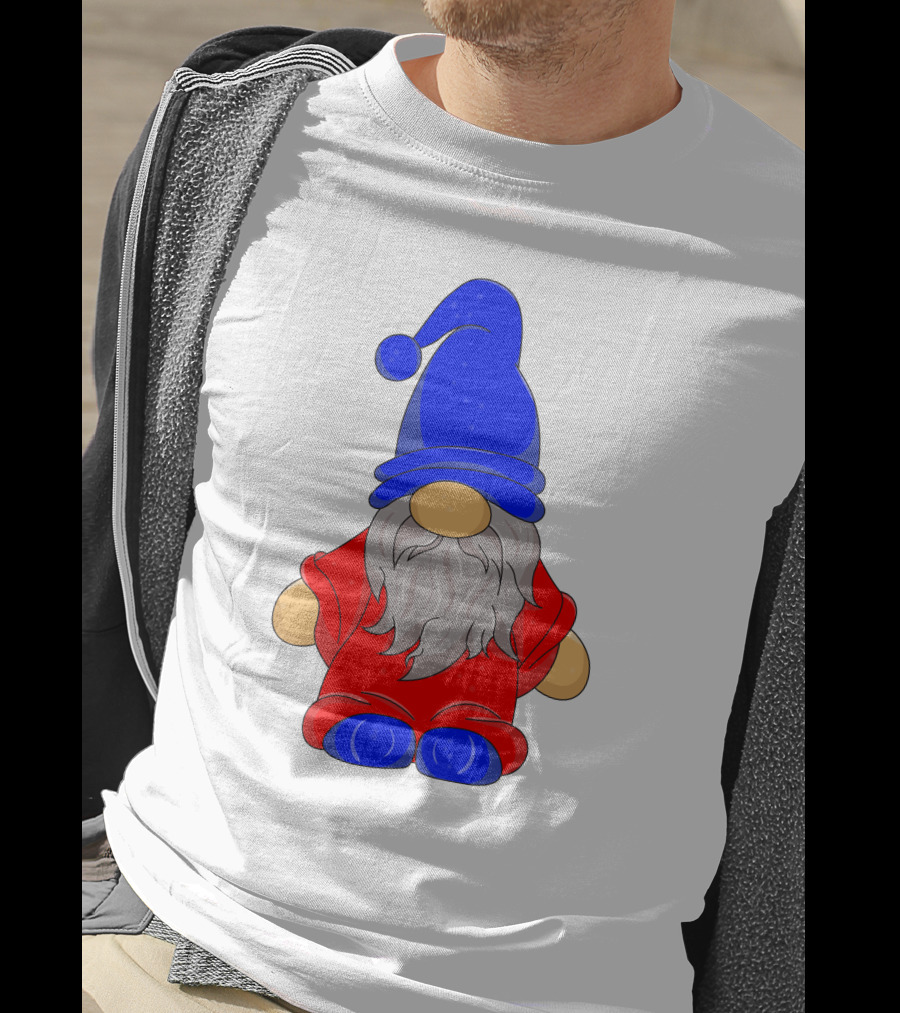 Funny Gnome With Blue Hat And Red Suit T-Shirt