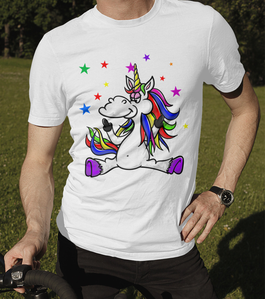 Funny Unicorn Twinkles Rainbow Star T-Shirt