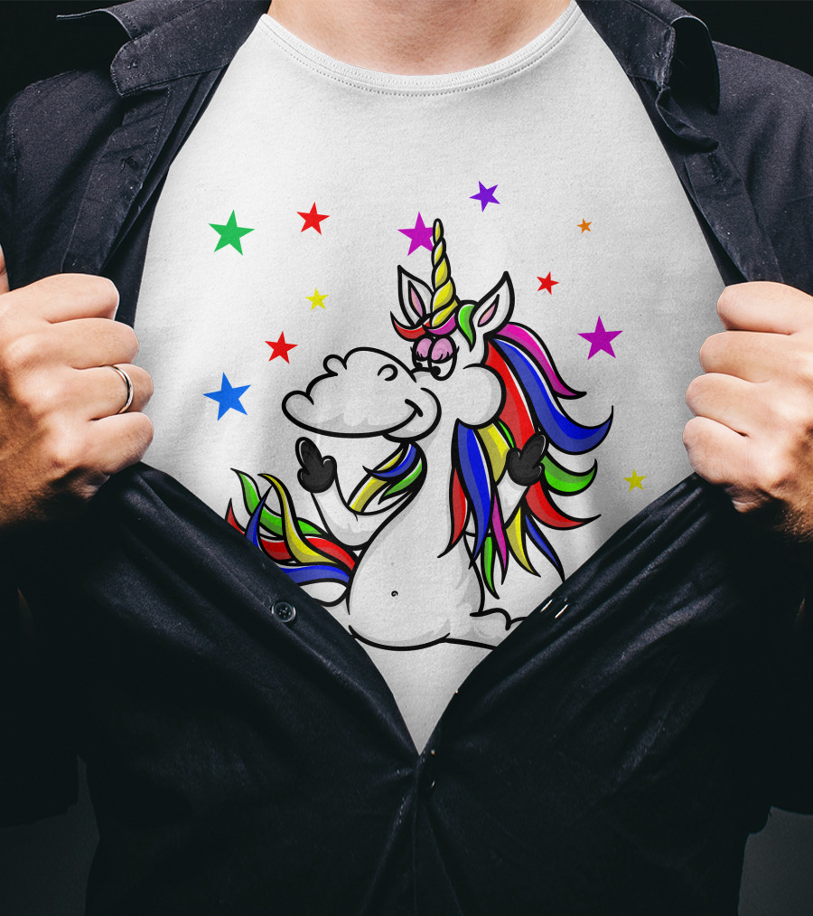 Funny Unicorn Twinkles Rainbow Star T-Shirt