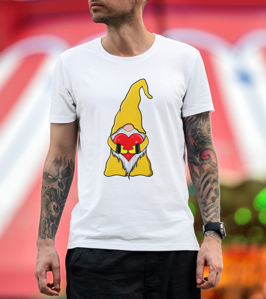 Gnome Holding Heart Hippie Valentine T-Shirt
