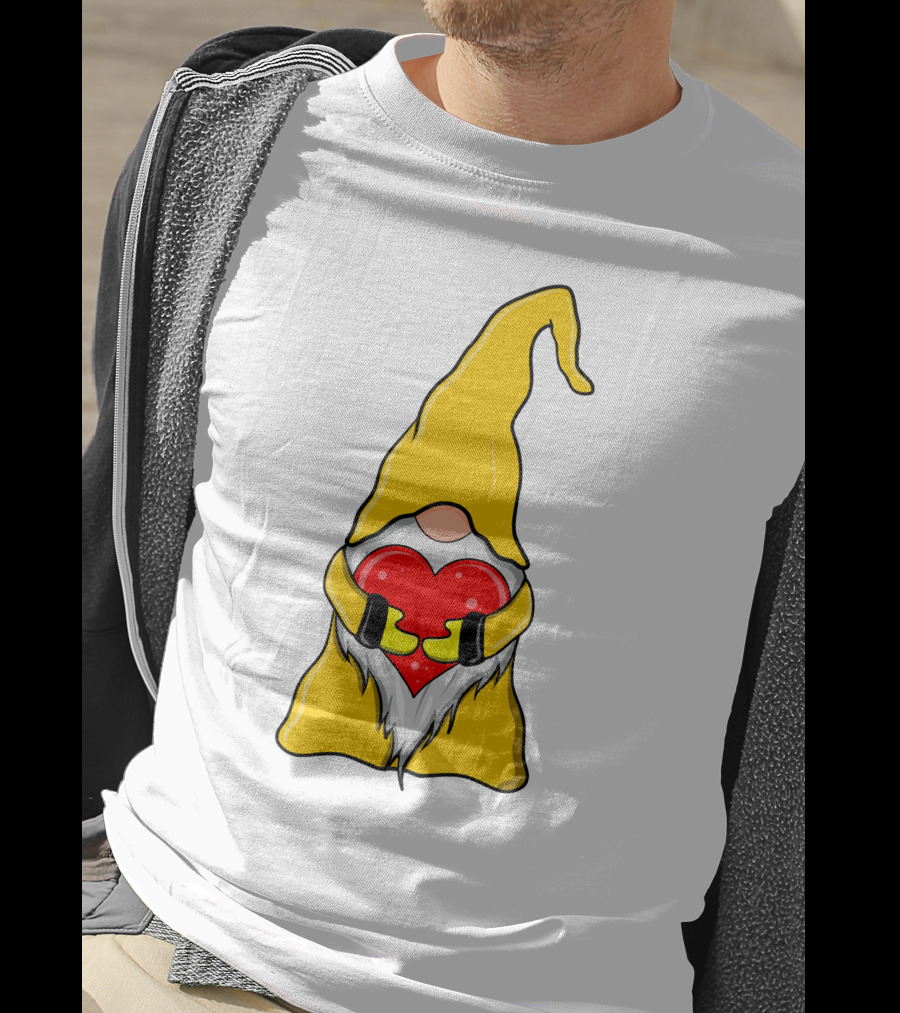 Gnome Holding Heart Hippie Valentine T-Shirt