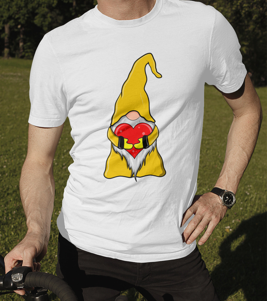 Gnome Holding Heart Hippie Valentine T-Shirt