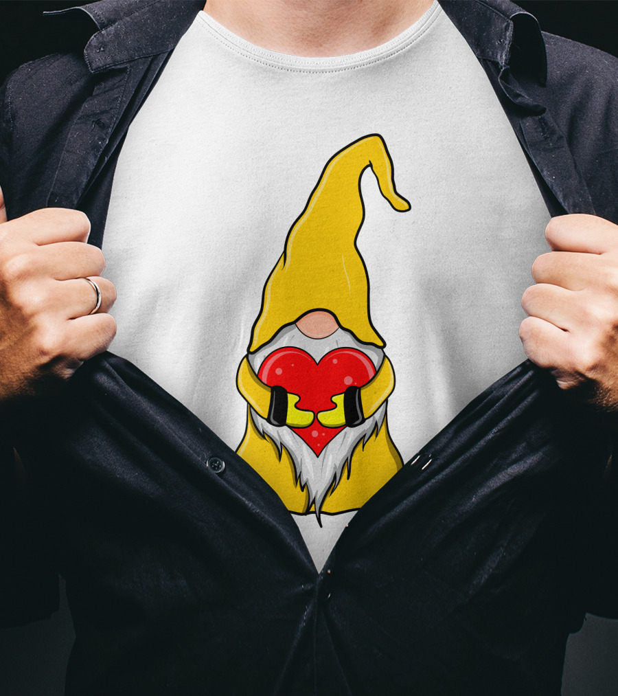 Gnome Holding Heart Hippie Valentine T-Shirt