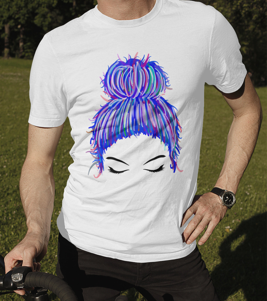 Messy Bun Mom Colorful Hair Updo T-Shirt