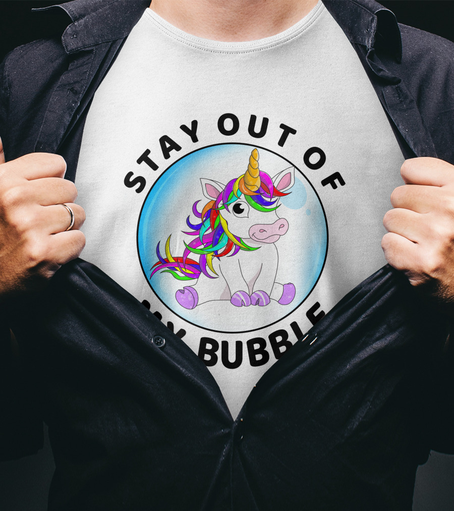 Stay Out Of My Bubble Unicorn Rainbow Mane T-Shirt