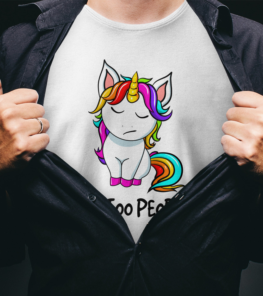 IT'S TOO PEOPLEY Unicorn Rainbow Mane Image T-Shirt