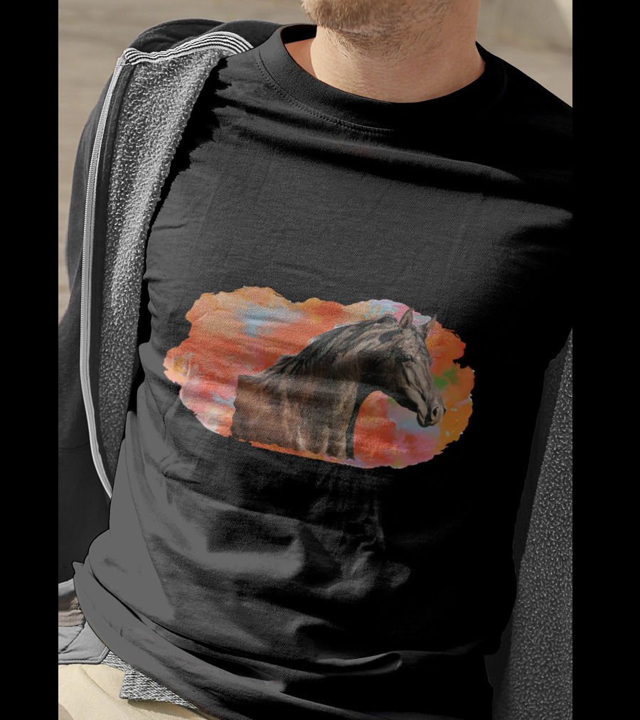 Arabian Horse With Vibrant Abstract Background T-Shirt