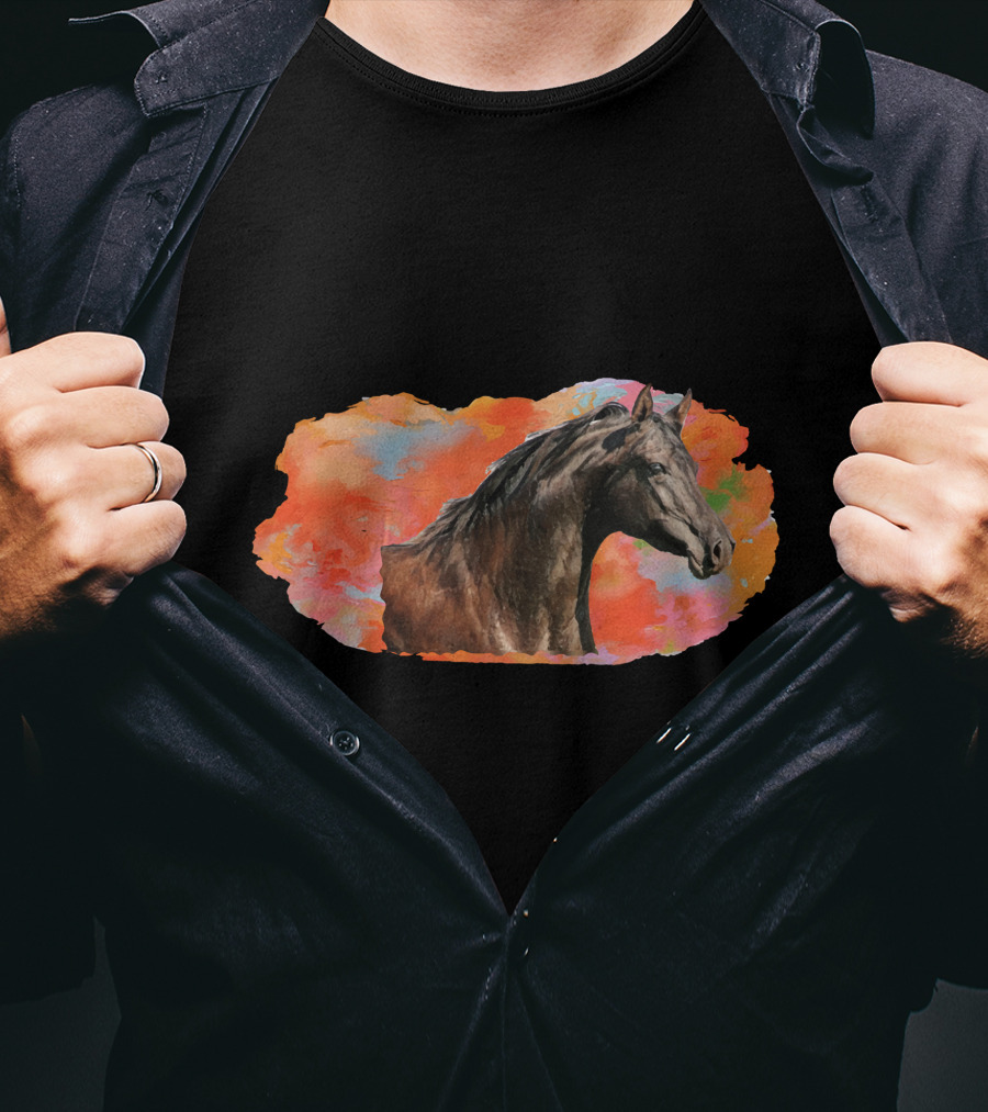 Arabian Horse With Vibrant Abstract Background T-Shirt