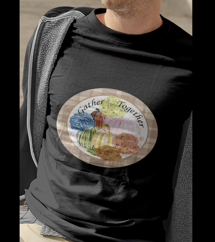 Gather Together Pumpkin Plaid Thanksgiving T-Shirt