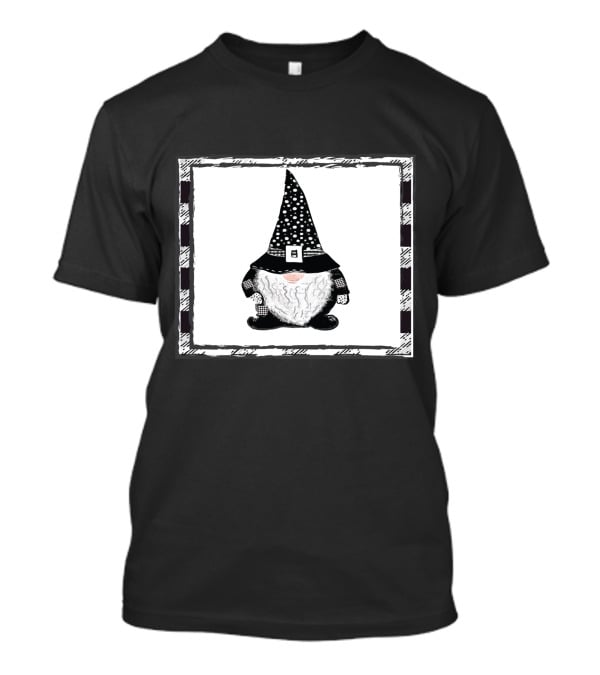 Gnome Black And White Polka Dot Hat Belted T-Shirt