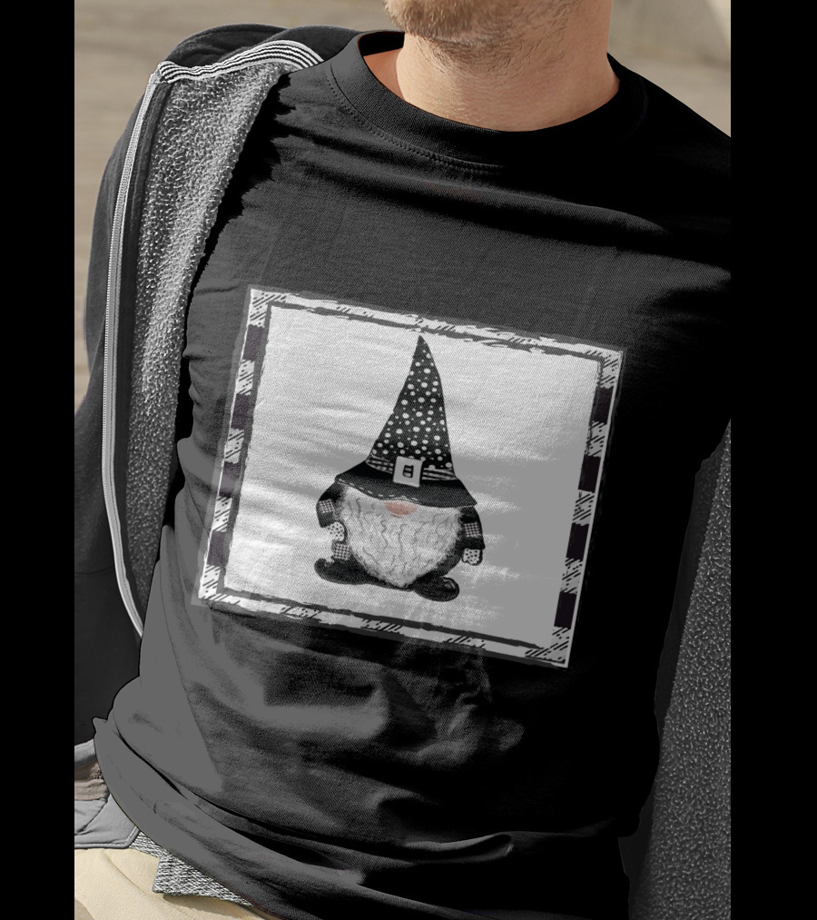 Gnome Black And White Polka Dot Hat Belted T-Shirt