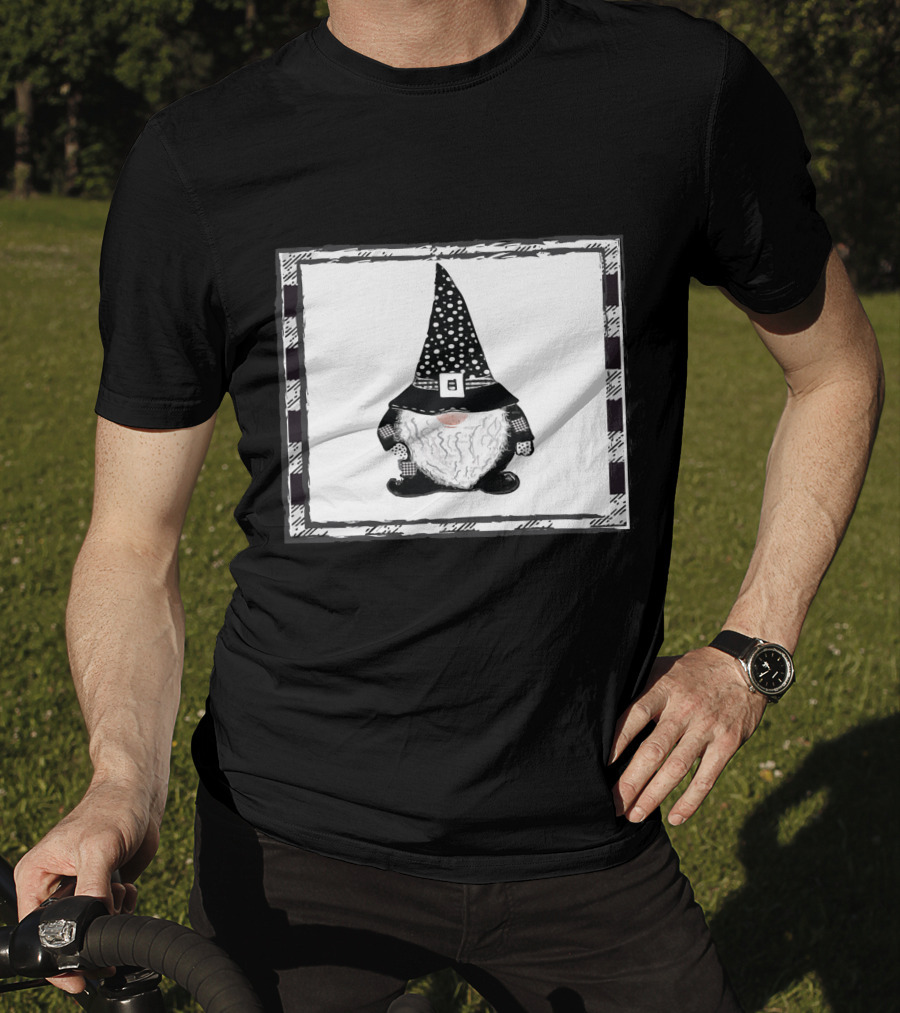 Gnome Black And White Polka Dot Hat Belted T-Shirt
