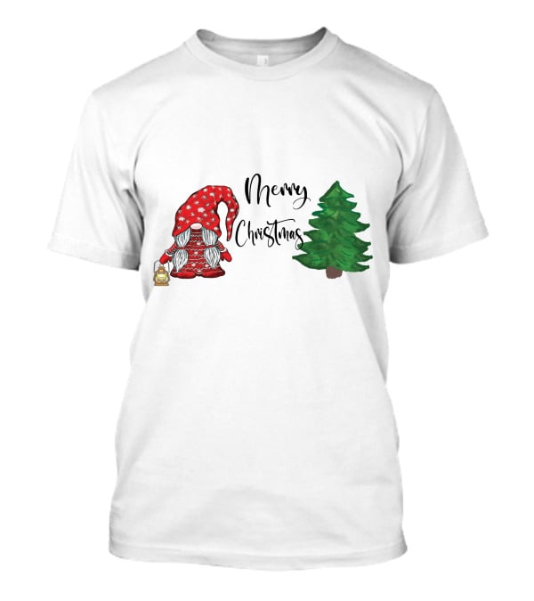 Merry Christmas Gnome With Lantern And Pine Tree T-Shirt