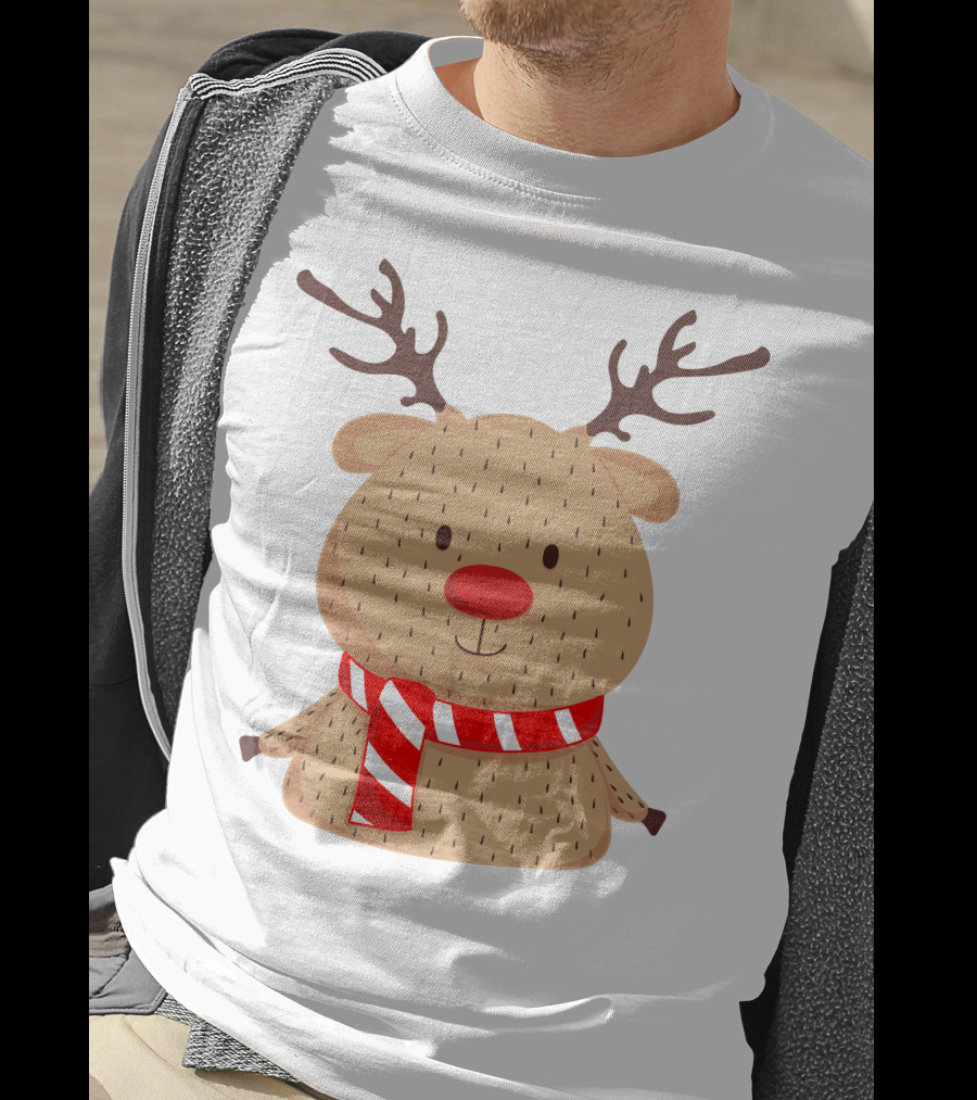 Baby Reindeer In Festive Winter Scarf T-Shirt