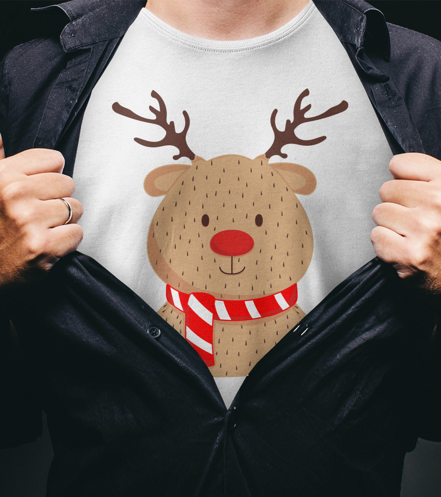 Baby Reindeer In Festive Winter Scarf T-Shirt