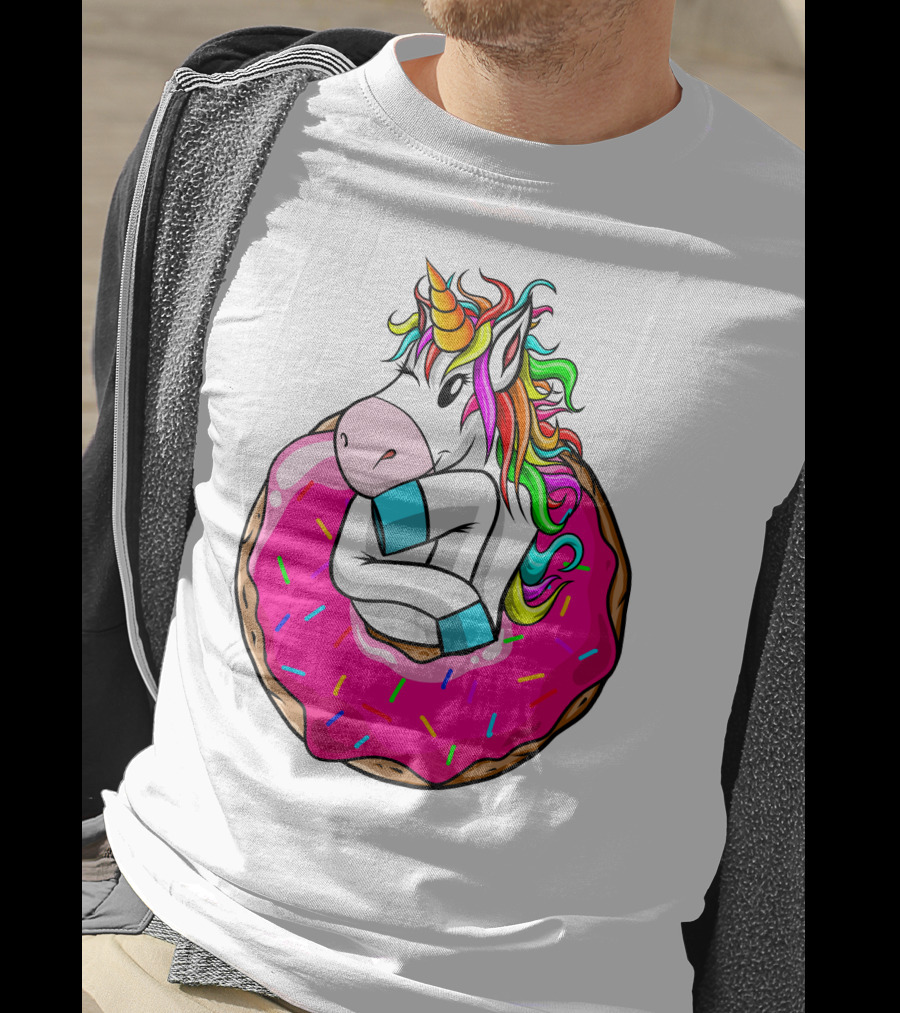 Baby Unicorn Inside Pink Sprinkled Donut T-Shirt