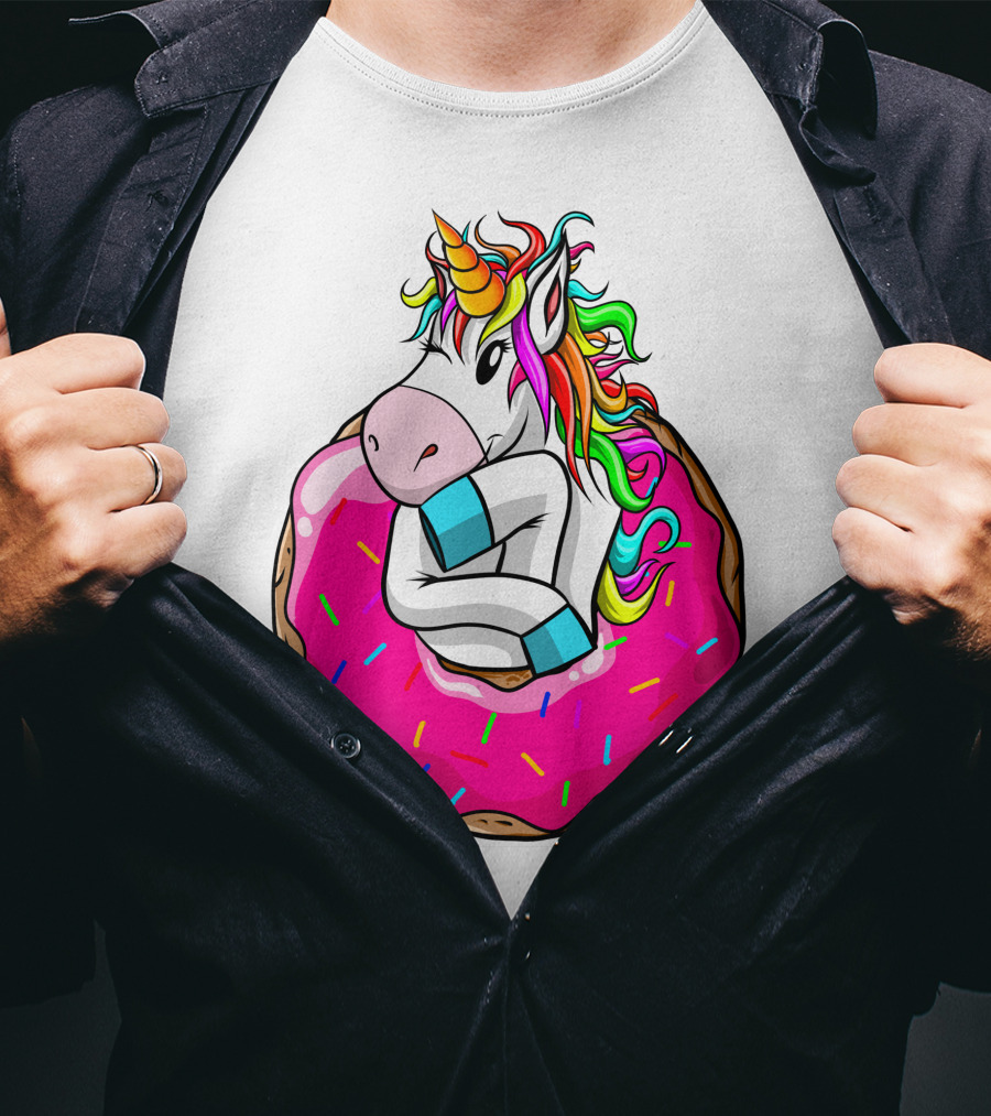 Baby Unicorn Inside Pink Sprinkled Donut T-Shirt