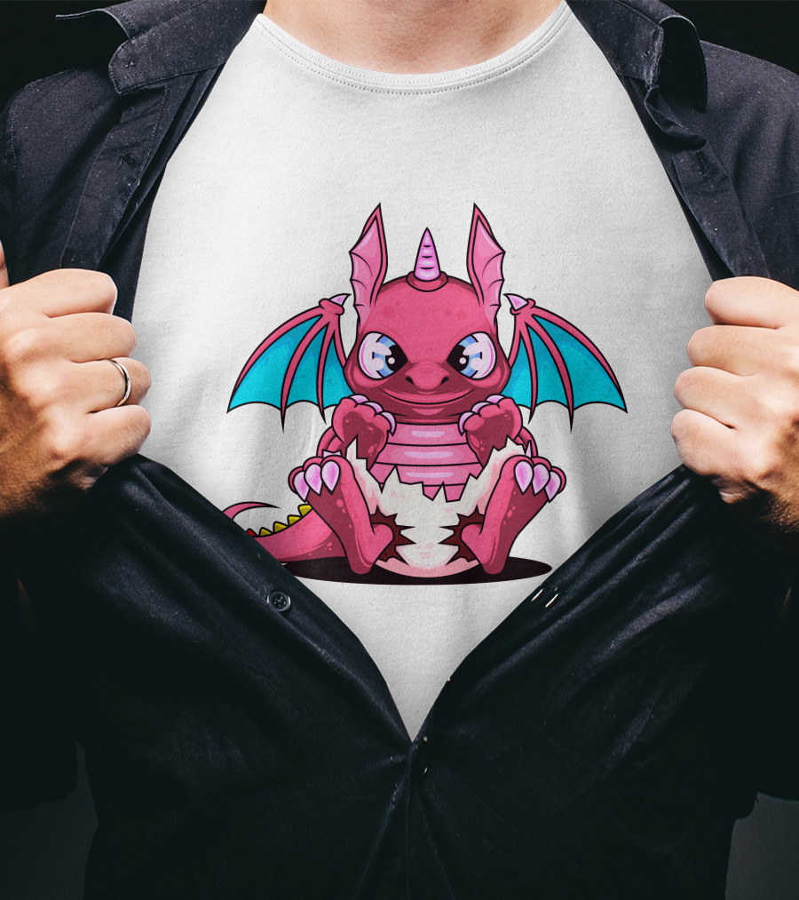 Pink Dragon Cute Cerulean Winged Hatchling T-Shirt