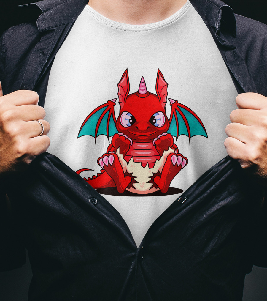 Red Cute Dragon Demon Fantasy Creature T-Shirt