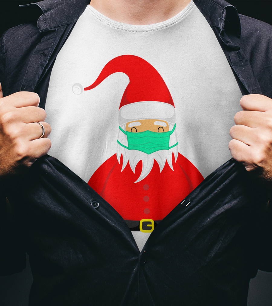 Santa Claus Wearing Green Face Mask T-Shirt