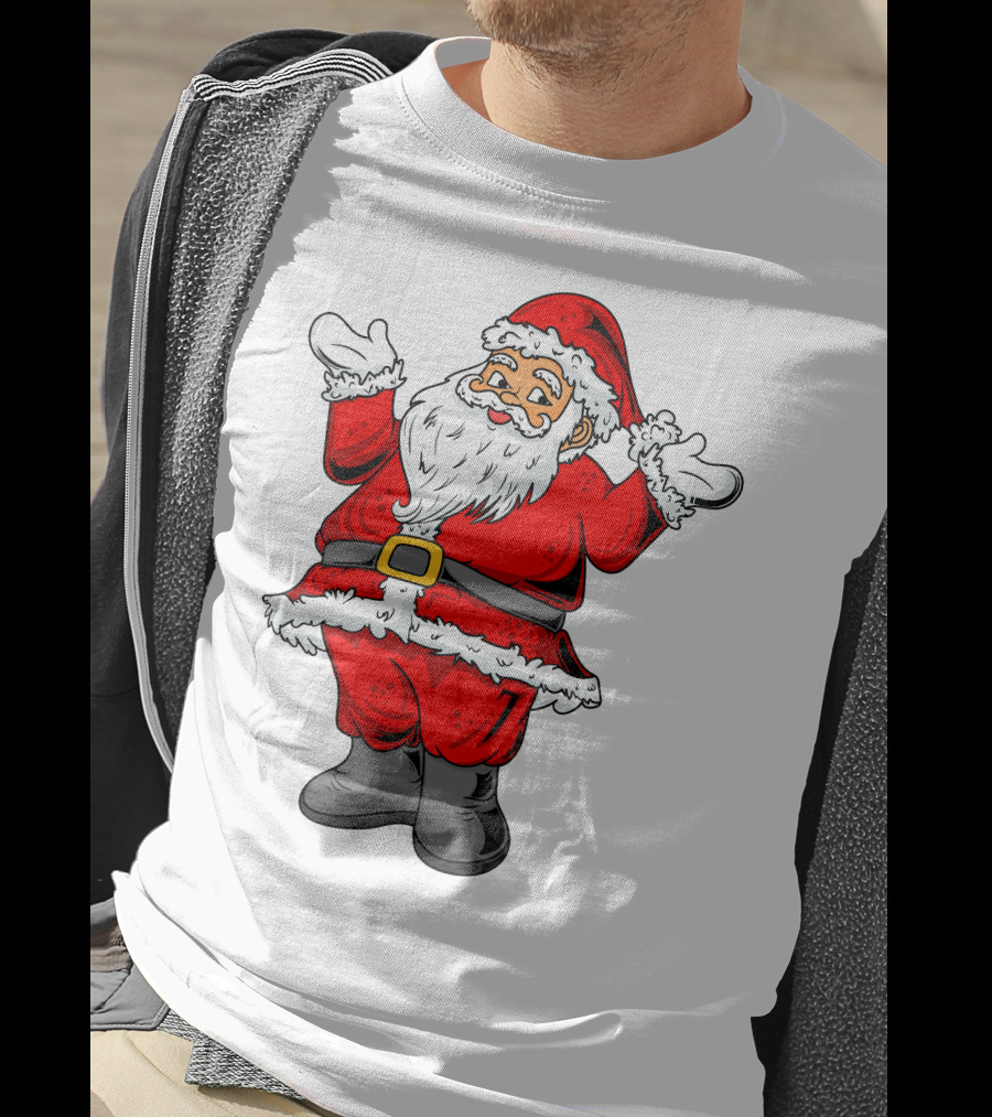 Funny Santa Claus Hands Up In Classic Red Suit T-Shirt