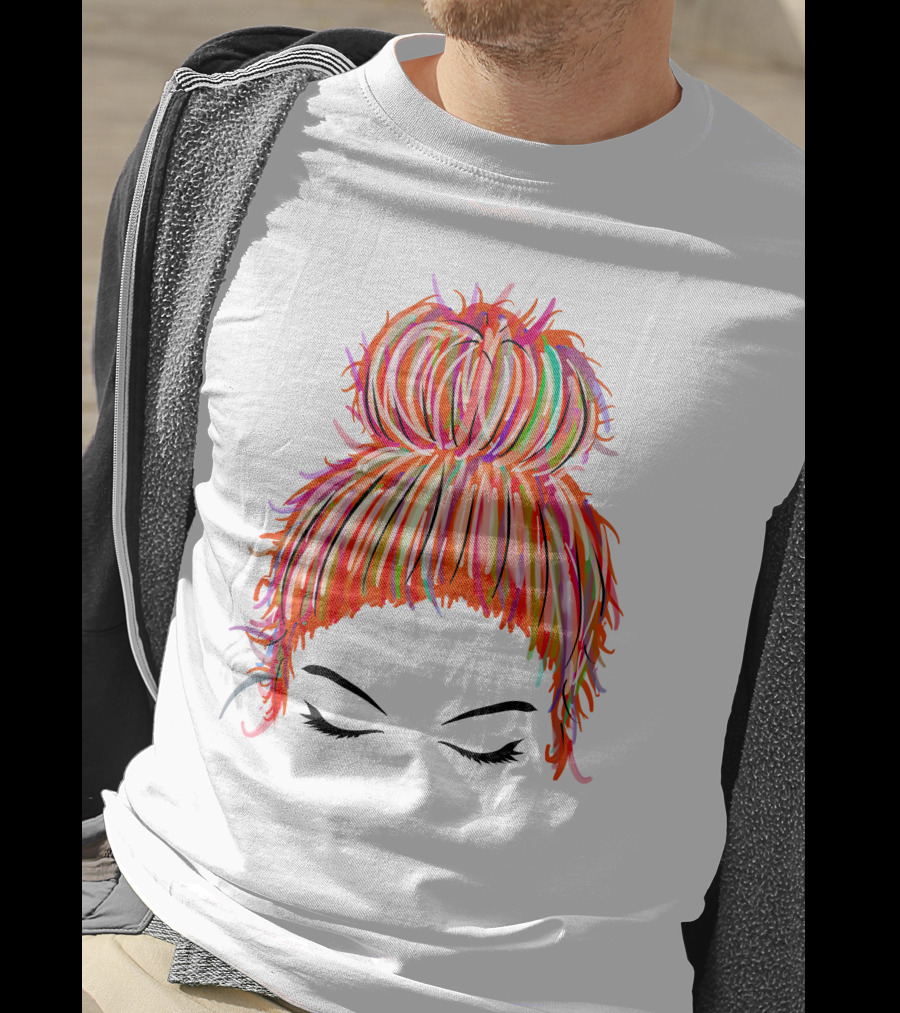 Messy Bun Hair Munlife Colorful Updo T-Shirt