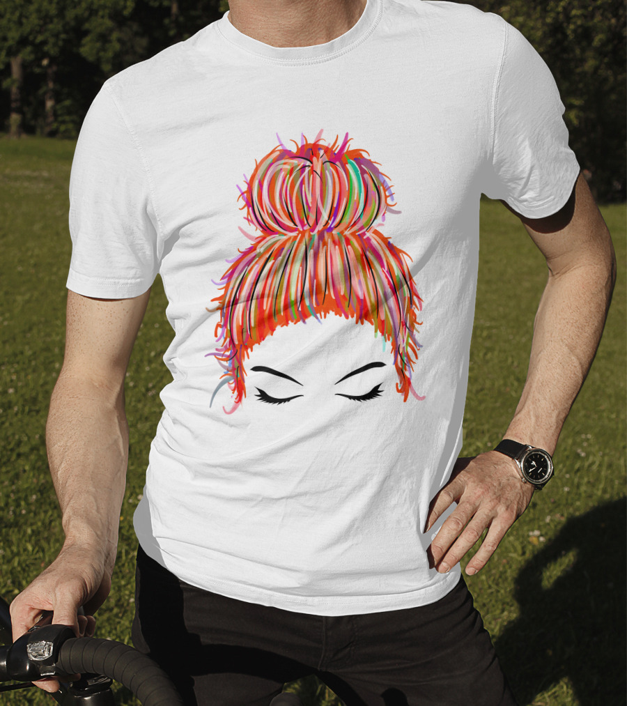 Messy Bun Hair Munlife Colorful Updo T-Shirt