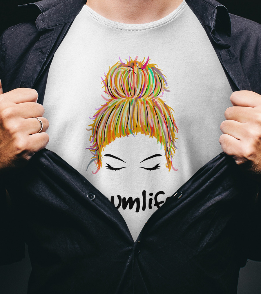 Messy Bun Hair Illustration #Mumlife Heart T-Shirt