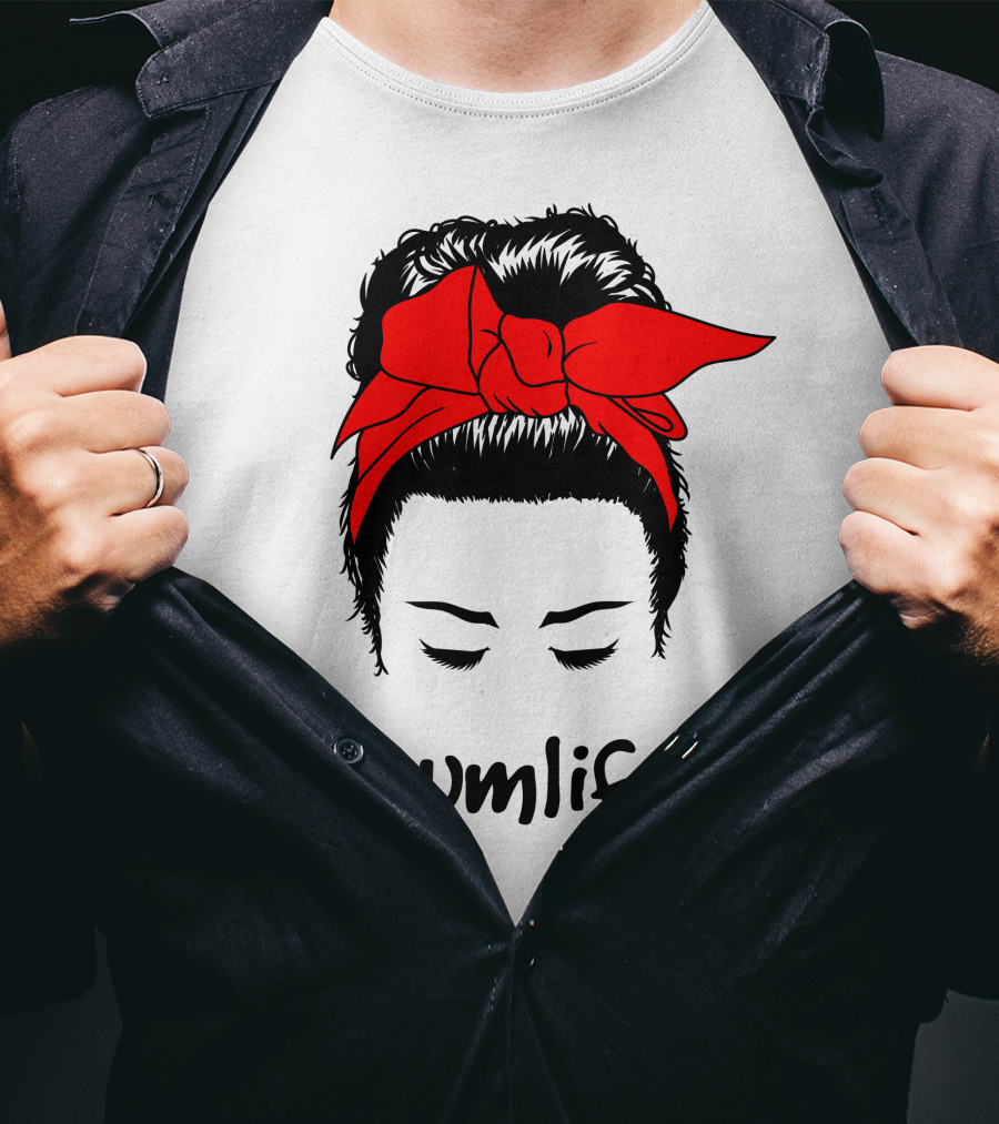 Messy Bun Red Bow #Mumlife T-Shirt
