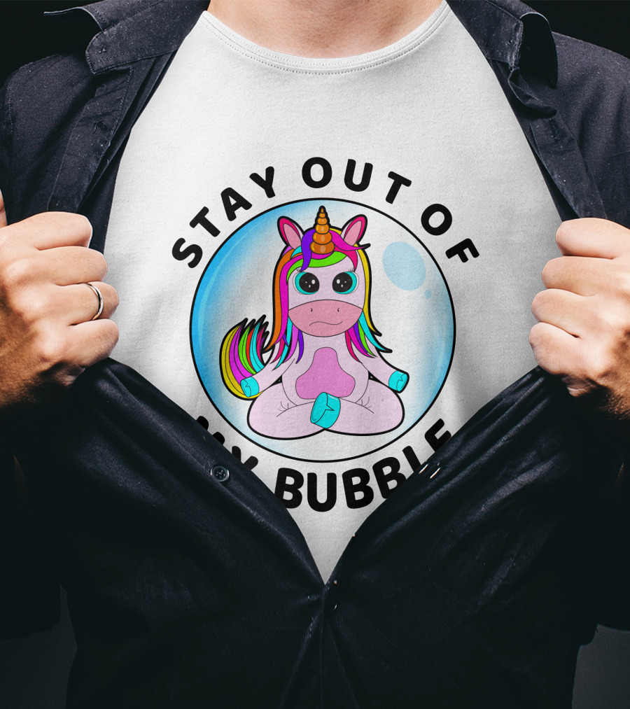 Stay Out Of My Bubble Rainbow Baby Unicorn T-Shirt